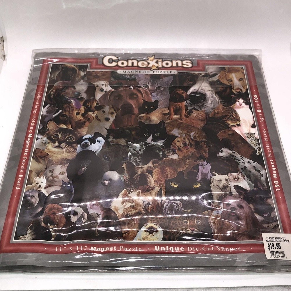 Conexions 11" X 11" Take Along Folding Magnetic Puzzle Cats And Dogs 150 Magnets